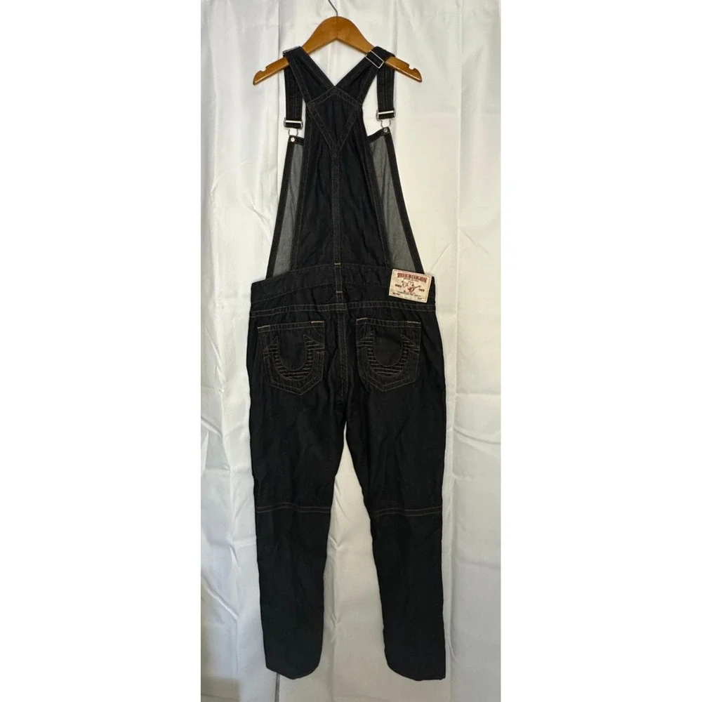 True Religion M Y2K Denim Overalls Moto Biker Carpenter Workwear Grunge 37x31